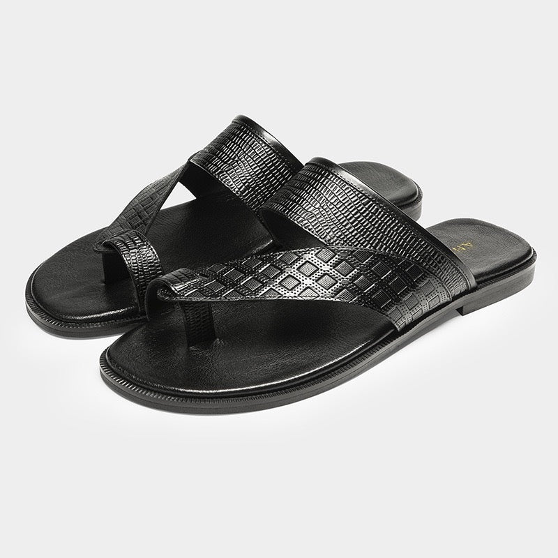 Textured Thong Slide Sandals Open Toe Slip-On Flip Sandals Y101137