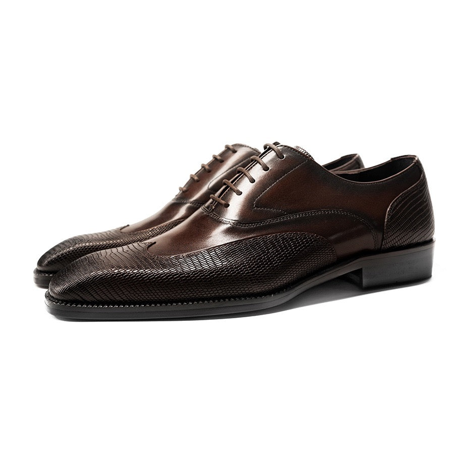 Wingtip Lizard Print Oxford Dress Shoes P050526