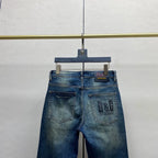 Vintage Dark Blue Printed Logo Slim Jeans E260905