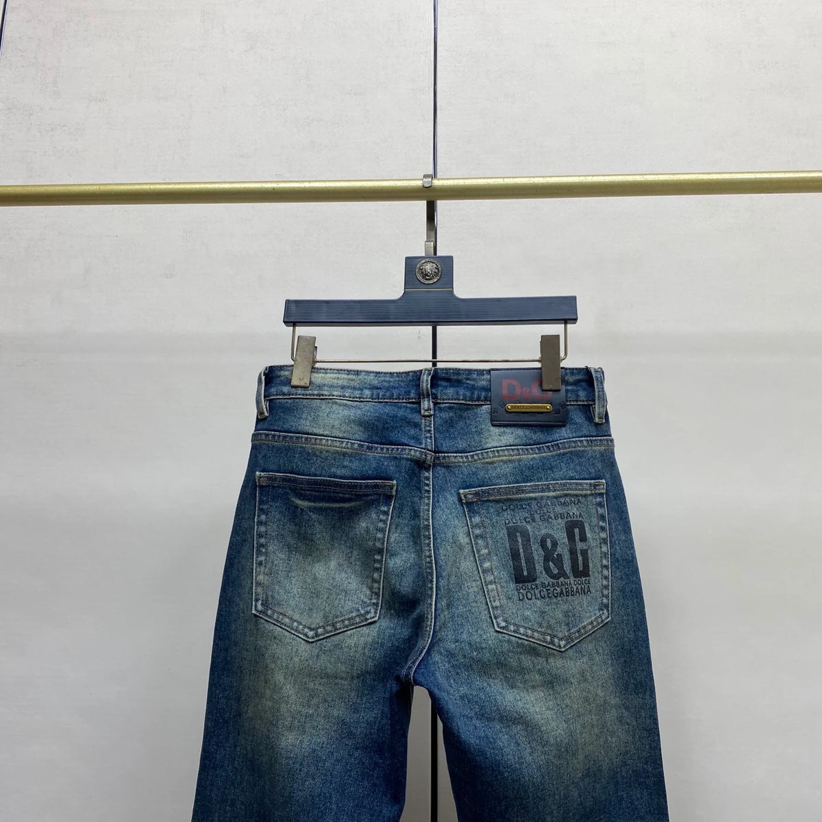 Vintage Dark Blue Printed Logo Slim Jeans E260905