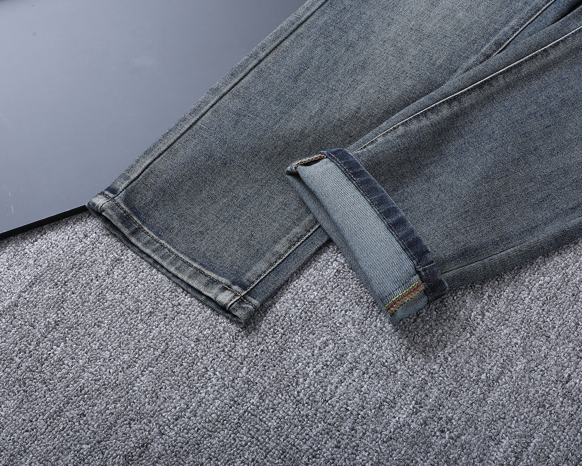 Vintage Key Artwork Print Slim Denim V260833