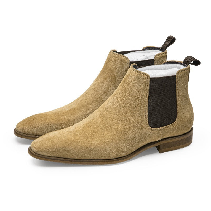 Suede Chelsea Boots Elastic Side Panel Slip-On Ankle Boots Y101133