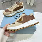 Suede Fabric Patchwork Triangle Logo Chunky Sole Sneakers S283410