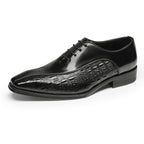 Croc Embossed Split Toe Oxford Shoes Lace-Up Formal Dress Shoes Y101160