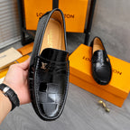 Glossy Grid Embossed Slip-On Loafer S283432