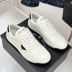 Triangle Badge Flat Lace-up Sneakers With Perforated Toe S265505