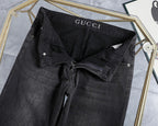 Dark Grey Wash Monogram Embroidery Slim Denim Jeans M260747