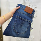 Deep Blue Wash Embossed Shield Jeans E260909