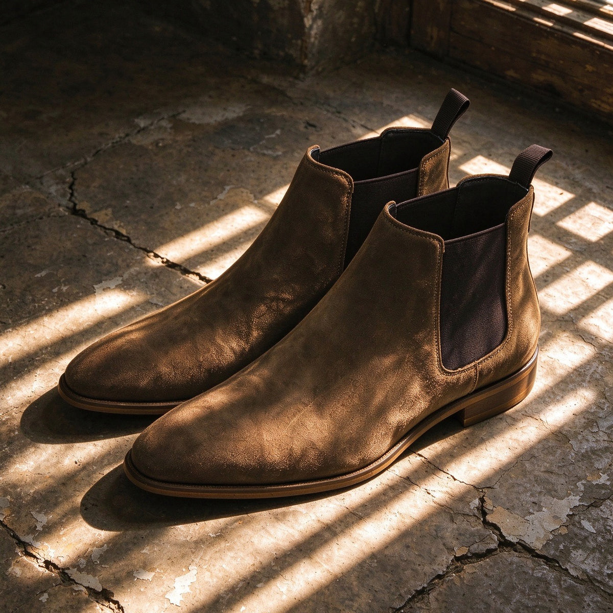Suede Chelsea Boots Elastic Side Panel Slip-On Ankle Boots Y101133