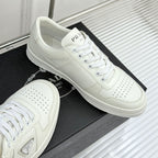 Triangle Badge Flat Lace-up Sneakers With Perforated Toe S265505