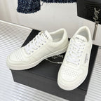 Triangle Badge Flat Lace-up Sneakers With Perforated Toe S265505