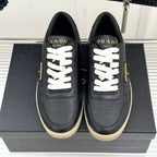 Triangle Badge Flat Lace-up Sneakers With Perforated Toe S265505