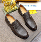 Men's Cross Grain Metal Logo Slip-On Loafers NE190130