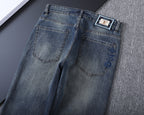 Vertical Embroidered Pocket Slim Fit Denim V260829