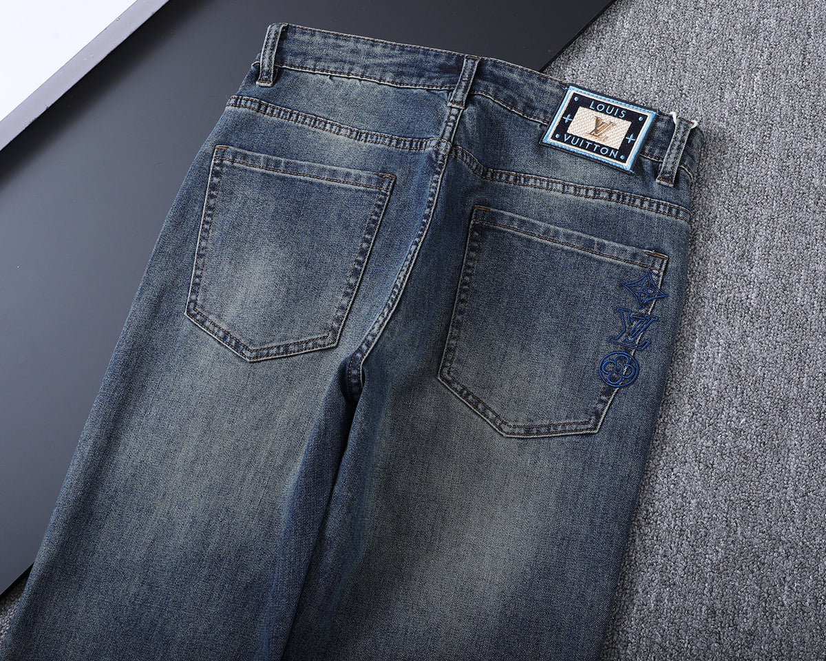 Vertical Embroidered Pocket Slim Fit Denim V260829