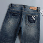 Knotted Embroidery Logo Straight Fit Denim Jeans NE210202