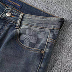 Vintage Blue Check Monogram Mens Jeans E260933