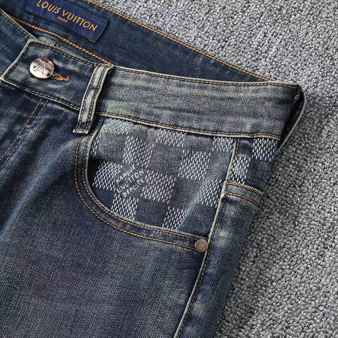 Vintage Blue Check Monogram Mens Jeans E260933