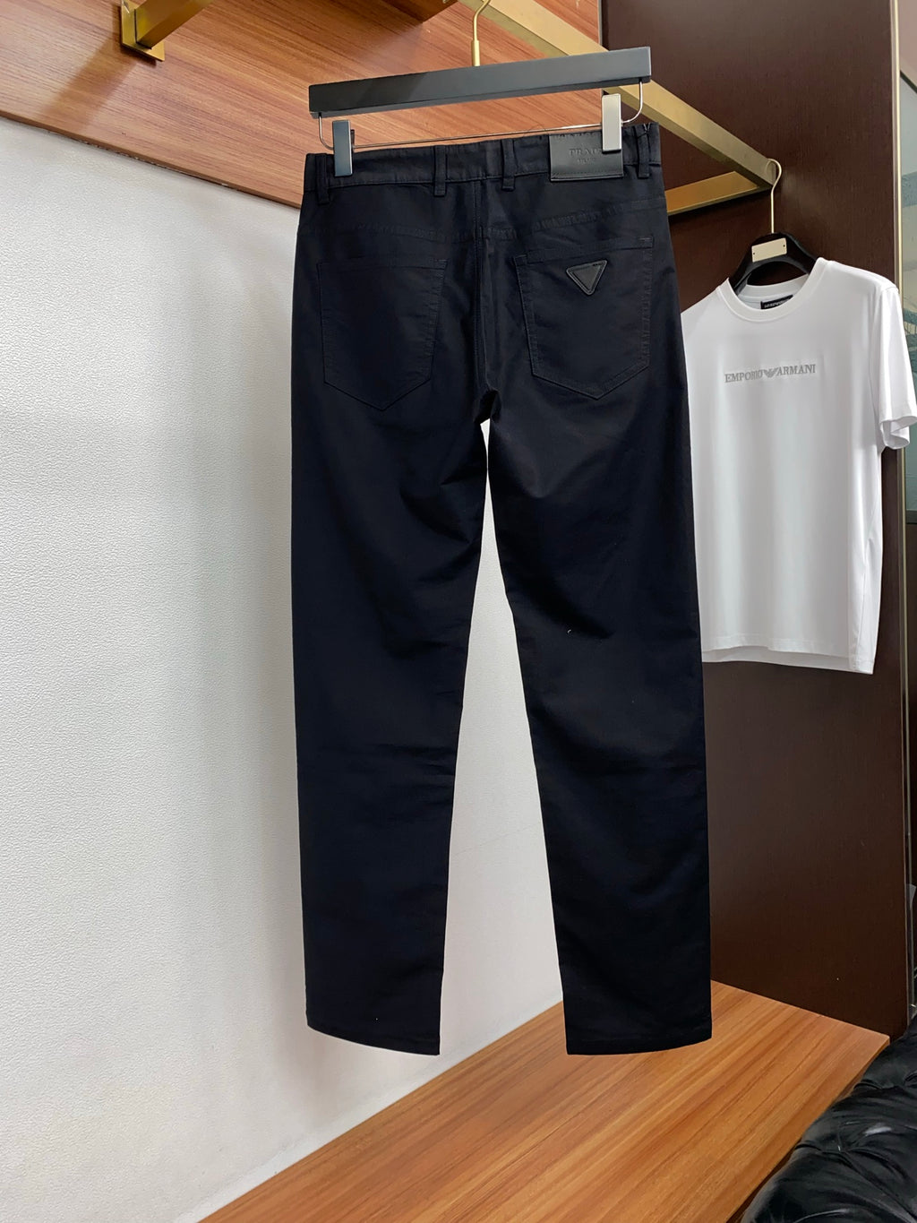 Triangle Leather Patch Back Pocket Trousers L260629