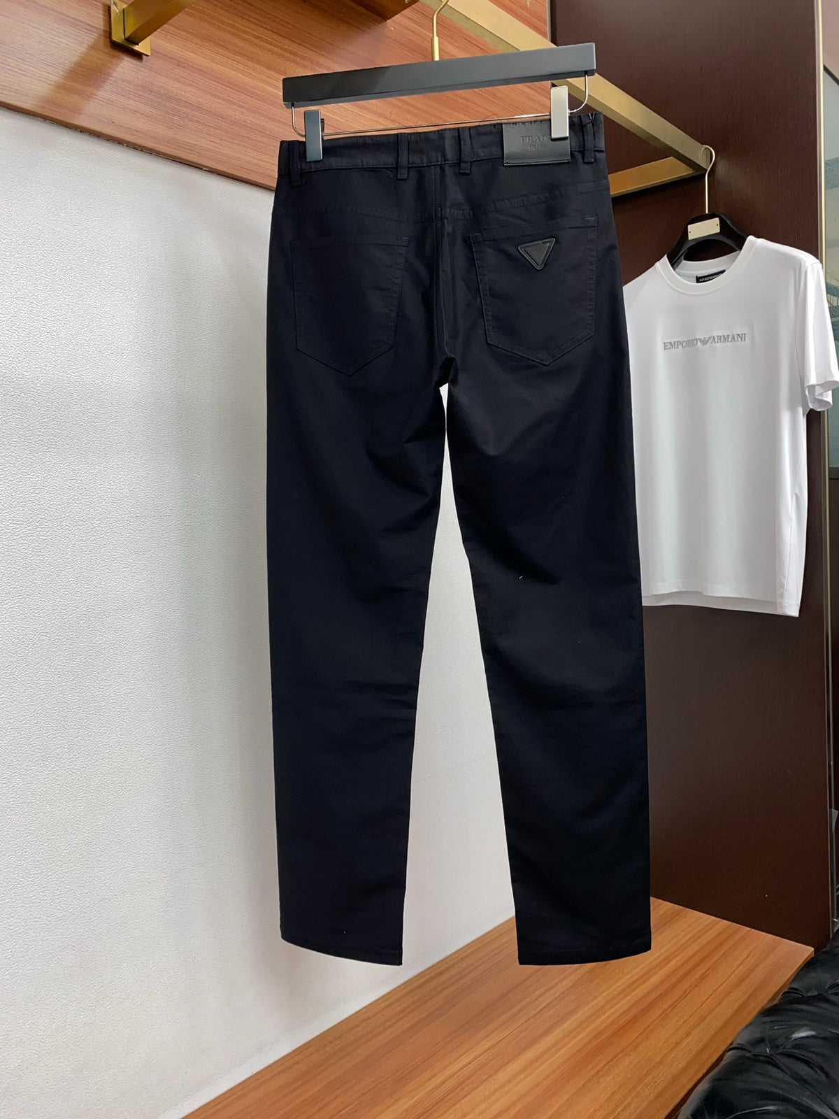 Triangle Leather Patch Back Pocket Trousers L260629