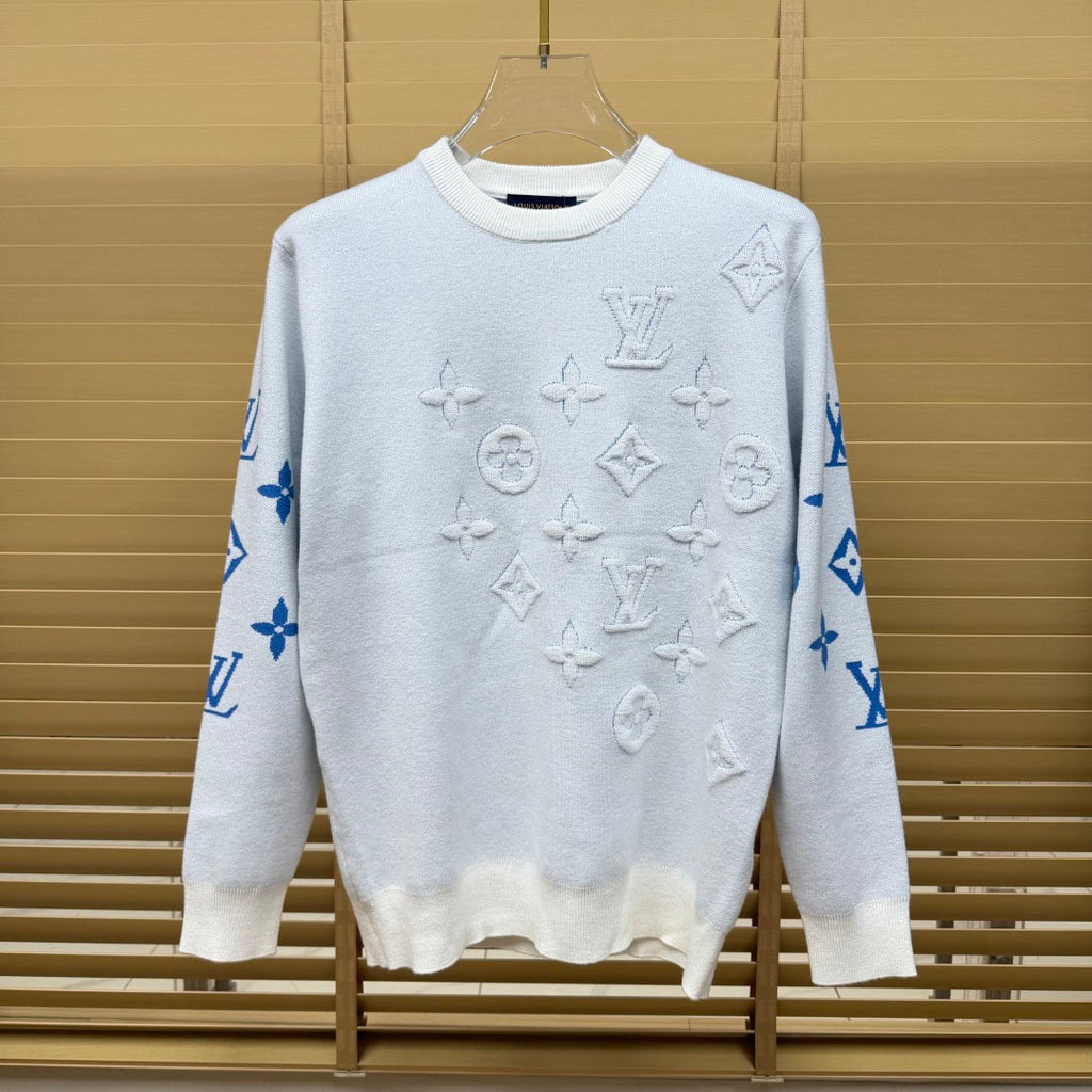 New Crew Neck Mixed Jacquard Knit Pullover Sweater GN380102