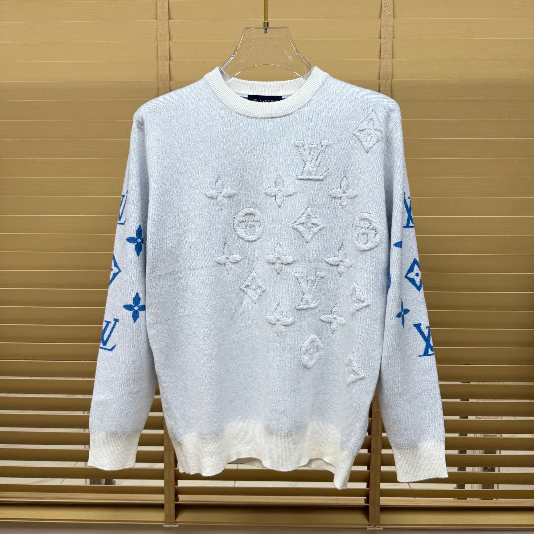 New Crew Neck Mixed Jacquard Knit Pullover Sweater GN380102