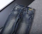 Monogram Letter Printed Pocket Slim Fit Denim V260816