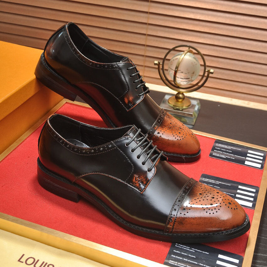 Men's Patina Brogue Cap-Toe Lace-Up Oxford Dress Shoes NE190111