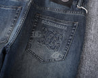 Vintage Embossed Emblem Slim Denim V260822