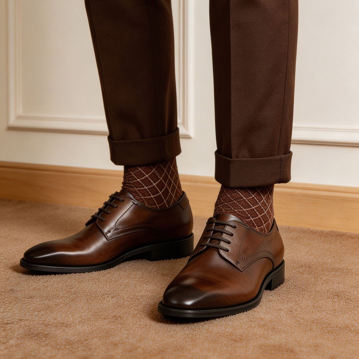 Plain Toe Derby Shoes Lace-Up Business Dress Shoes Y101158