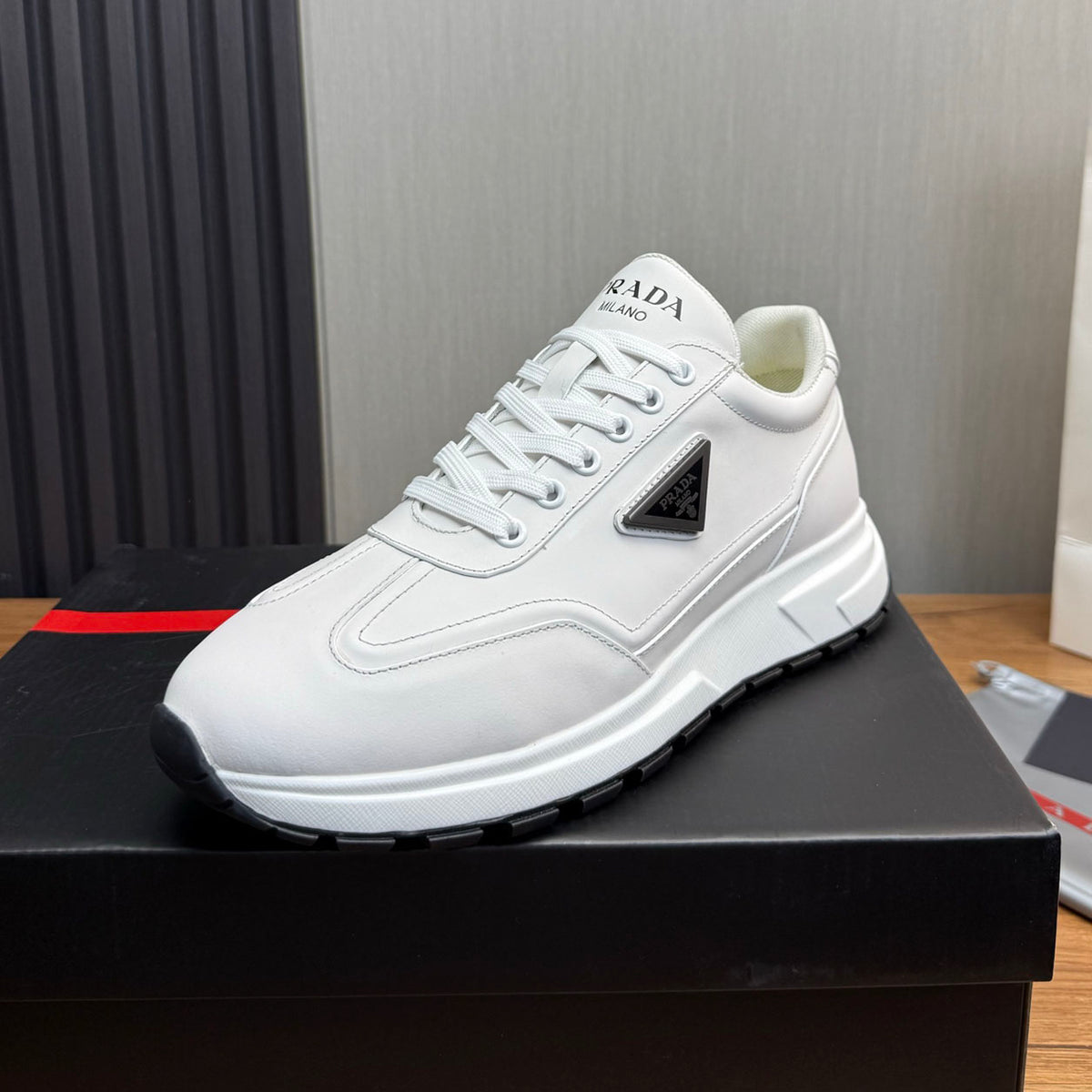 Calfskin Triangle Badge Lace-Up Sneaker S283439
