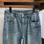 Pale Washed Denim Jeans With Faint Star Print On Back Pocket R260501