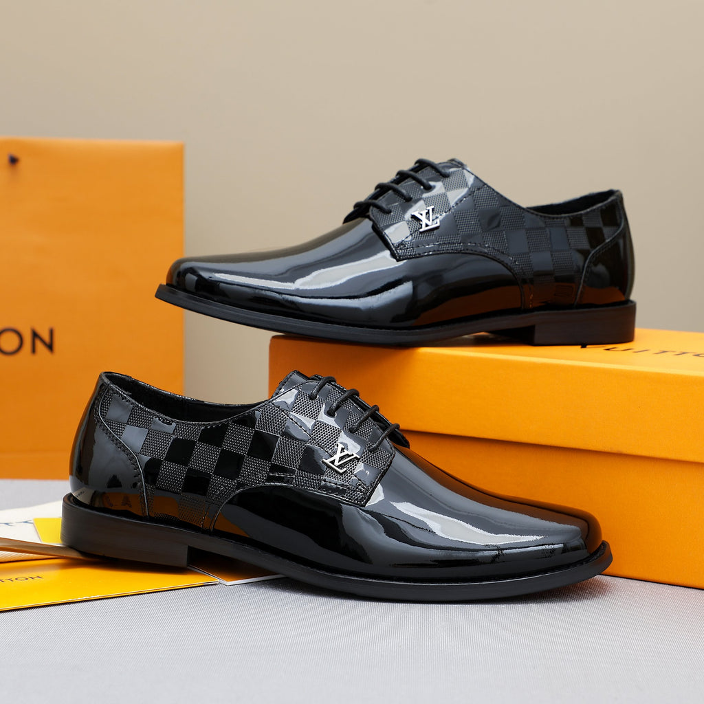 Glossy Check Jacquard Oxford Shoes NE190133