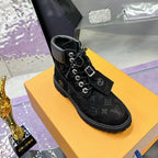 Embossed Chunky Lug Sole Work Ankle Boots S265507