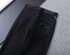 Solid Black Slim Denim With Flocked Equestrian Graphic V260836