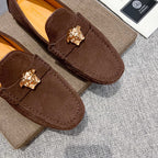Men's Medusa Gold Emblem Slip-On Loafer Driving Shoes NE190117