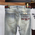 Men Vintage Faded Light Wash Jeans C261020