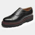 Cap Toe Brogue Oxford Shoes Thick Lug Sole Lace-Up Dress Shoes Y101136