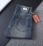 Vertical Embroidered Pocket Slim Fit Denim V260829