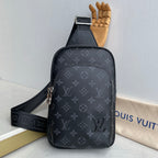 Printed Fabric Metal Logo Vertical Chest Sling Bag B101009