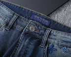 Multi-Color Embroidered Motif Pocket Slim Fit Denim V260827