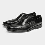 Croc Embossed Split Toe Oxford Shoes Lace-Up Formal Dress Shoes Y101160
