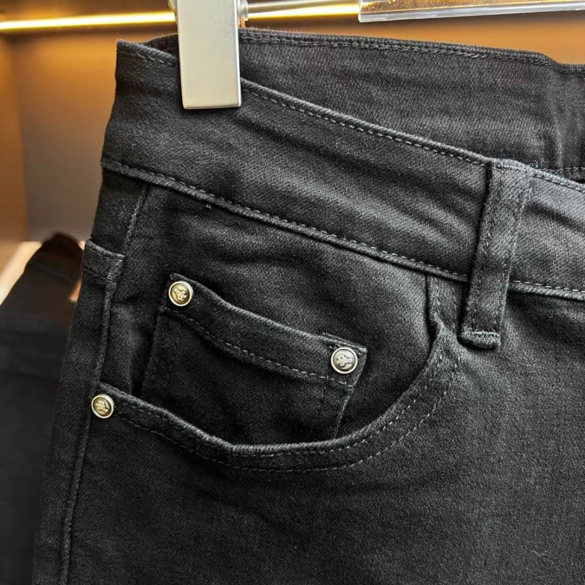 Black Triangle Metal Logo Slim Jeans C261011