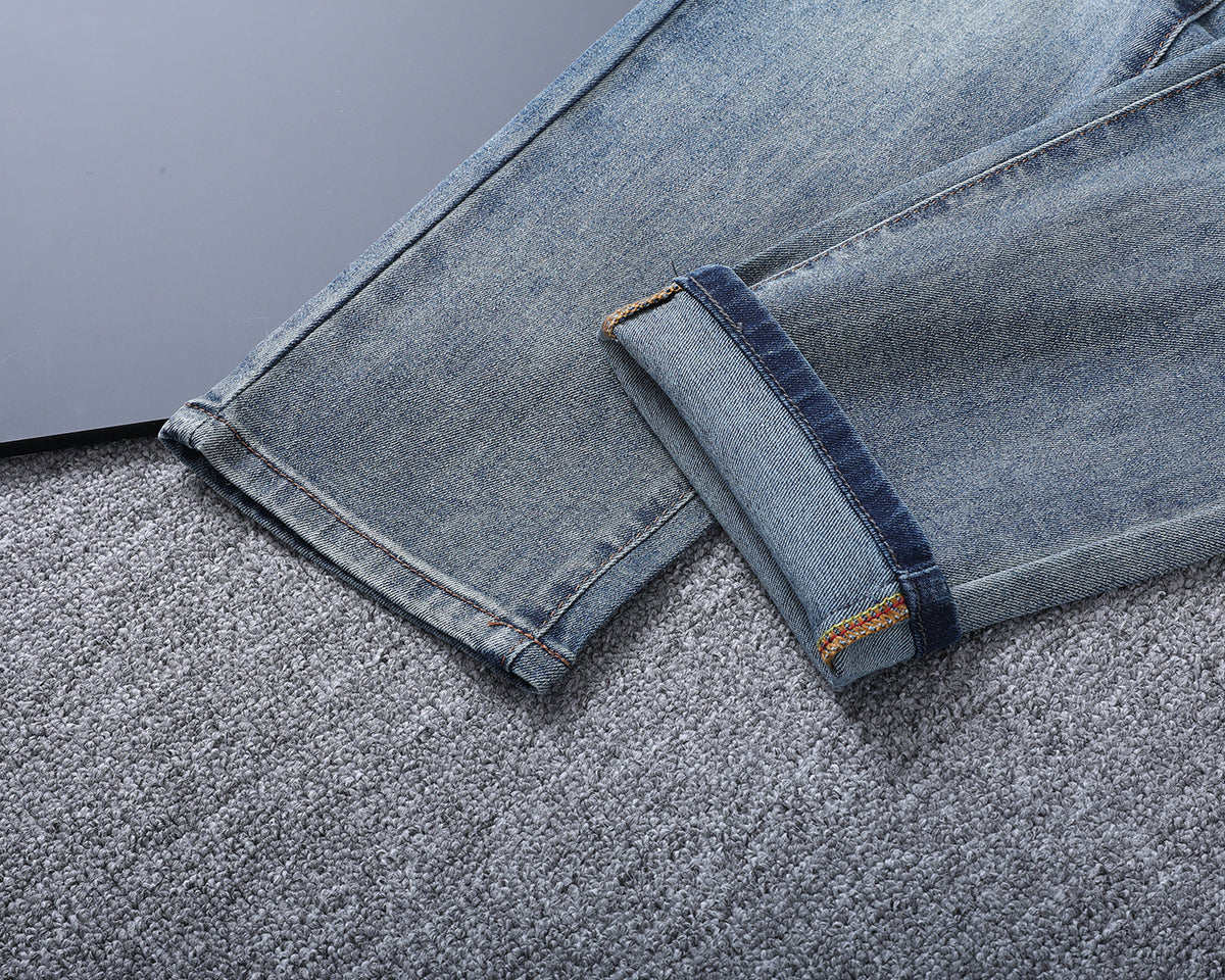 Vintage Fade Camo Pattern Embroidered Jeans V260850