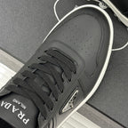 Triangle Badge Flat Lace-up Sneakers With Perforated Toe S265505