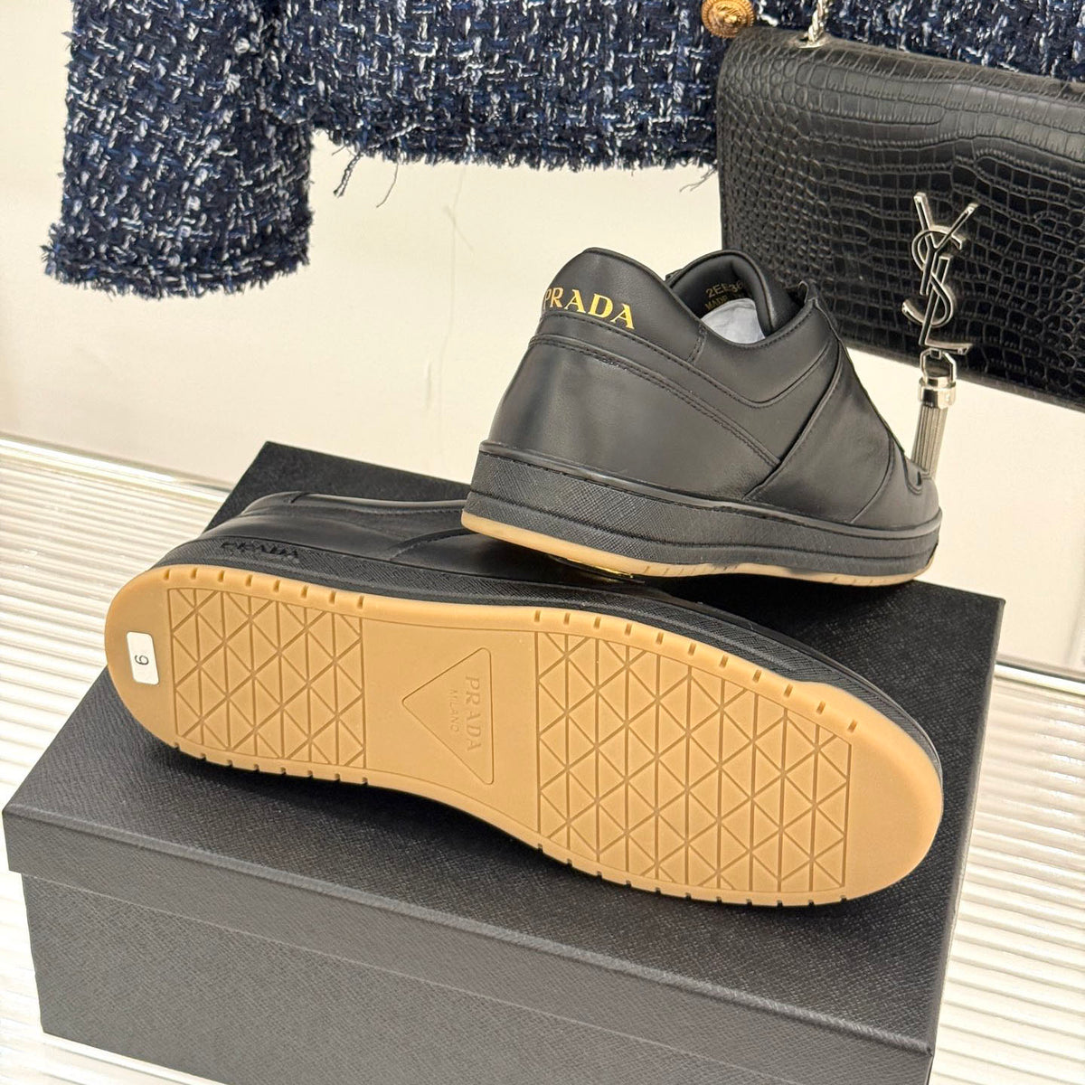 Triangle Badge Flat Lace-up Sneakers With Perforated Toe S265505