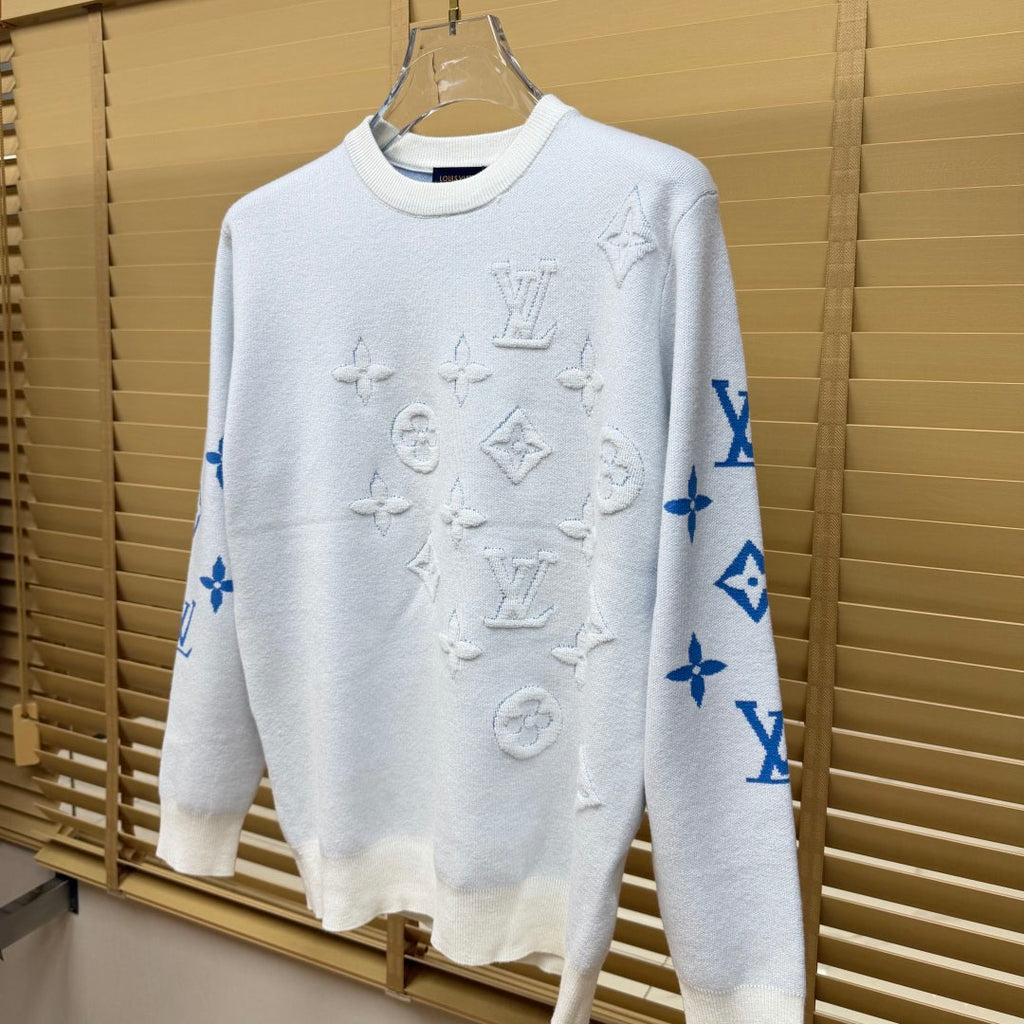 New Crew Neck Mixed Jacquard Knit Pullover Sweater GN380102