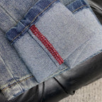 Mid Blue Faded Wash Embossed Pattern Denim Jeans L260611