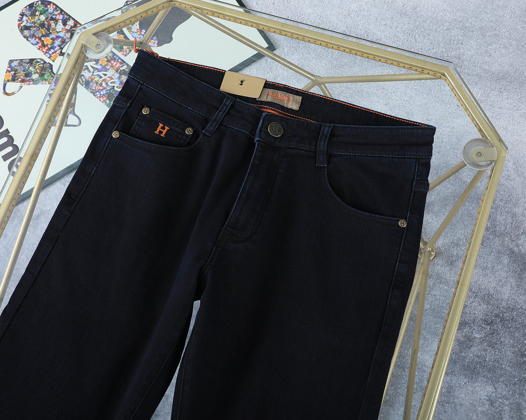 Deep Indigo Horse Embroidery Slim Denim M260709