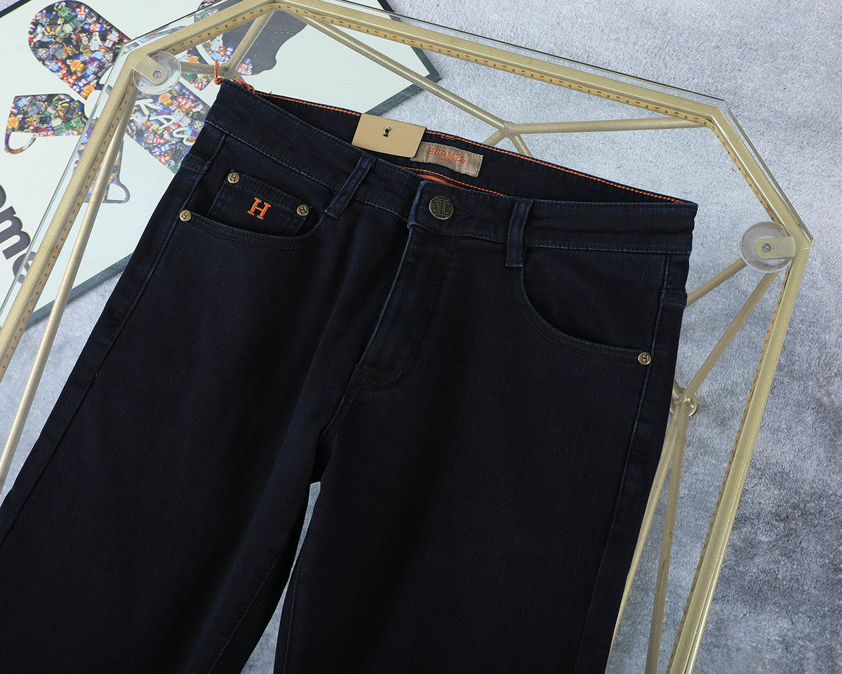 Deep Indigo Horse Embroidery Slim Denim M260709